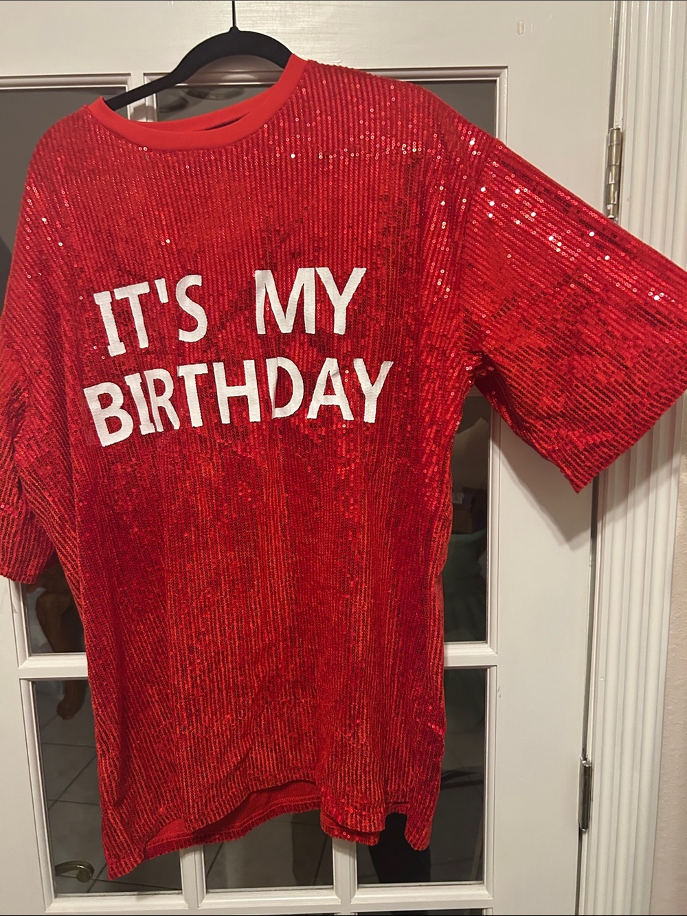 Red Sequin "It's My Birthday" Mini Dress